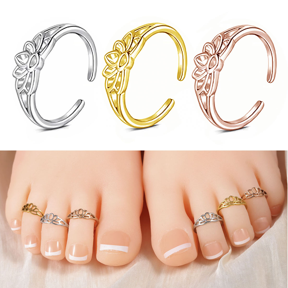 Women'S Fashion Rings Gold - خاتم إصبع القدم على شكل زهرة