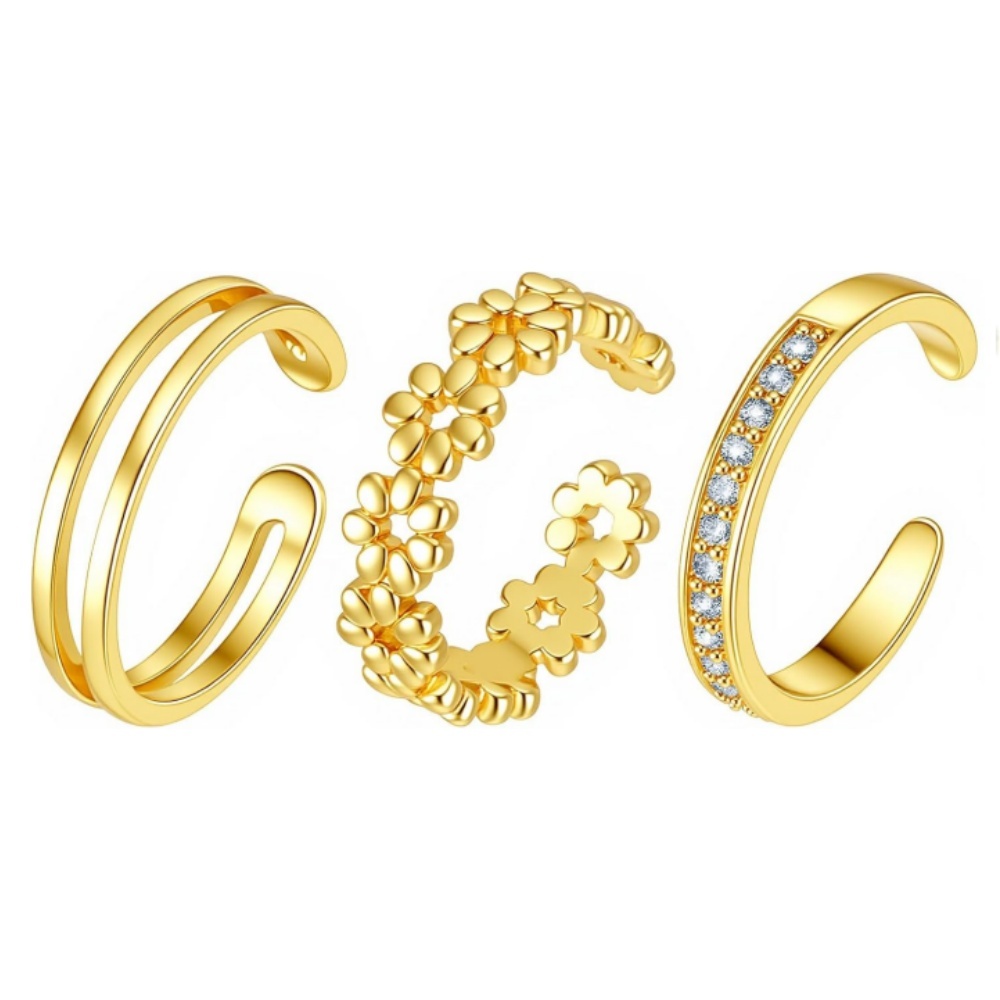 Women'S Fashion Rings Gold - طقم خواتم ذهبية قابلة للتعديل من