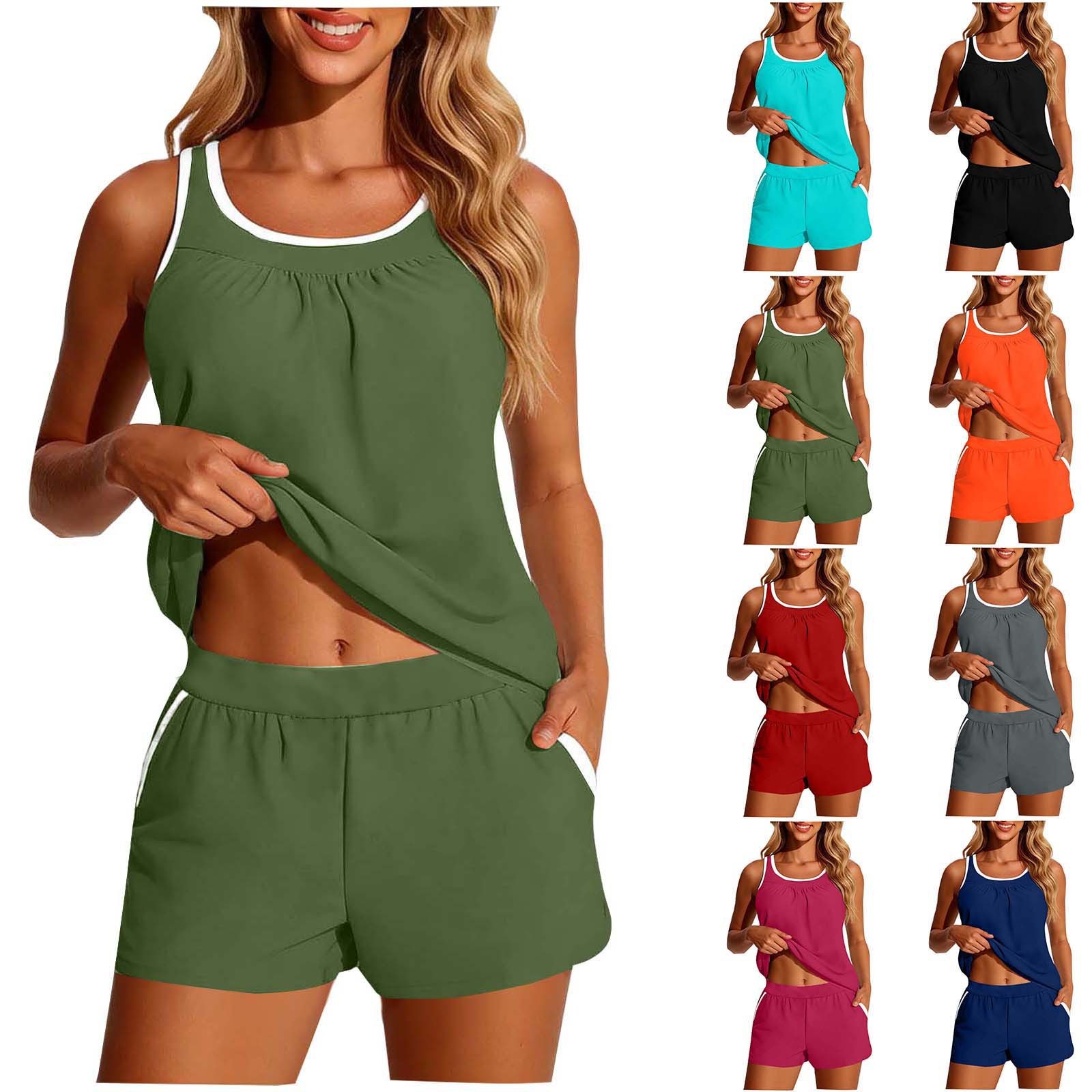 Crop Top Women - ملابس سباحة نسائية من قطعتين، تانكيني