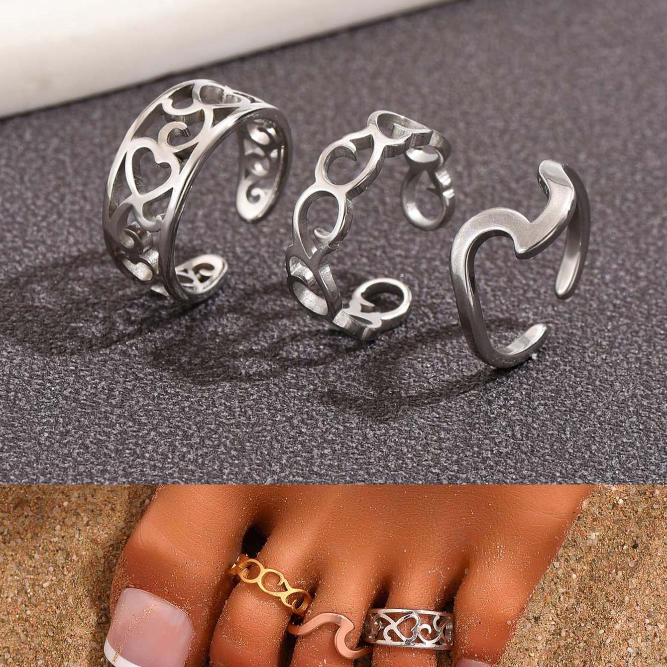 Women'S Fashion Rings Gold - الفولاذ المقاوم للصدأ شغل تو خواتم