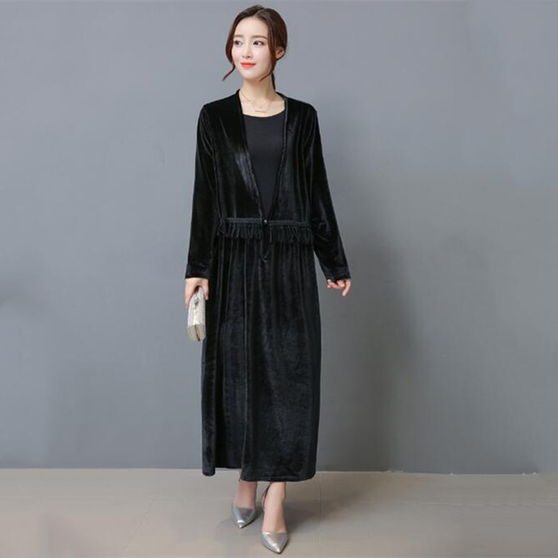 Longline Cardigan Knit - أزياء خريف شتاء المرأة أنيقة القطيفة