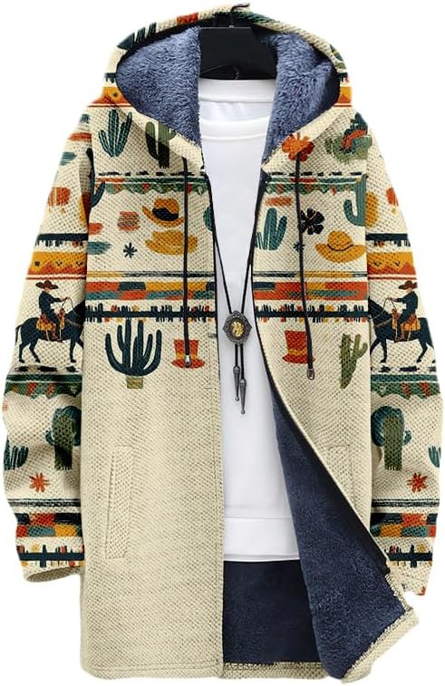 Longline Cardigan Knit - سترة أزتيك للرجال سترة رعاة البقر