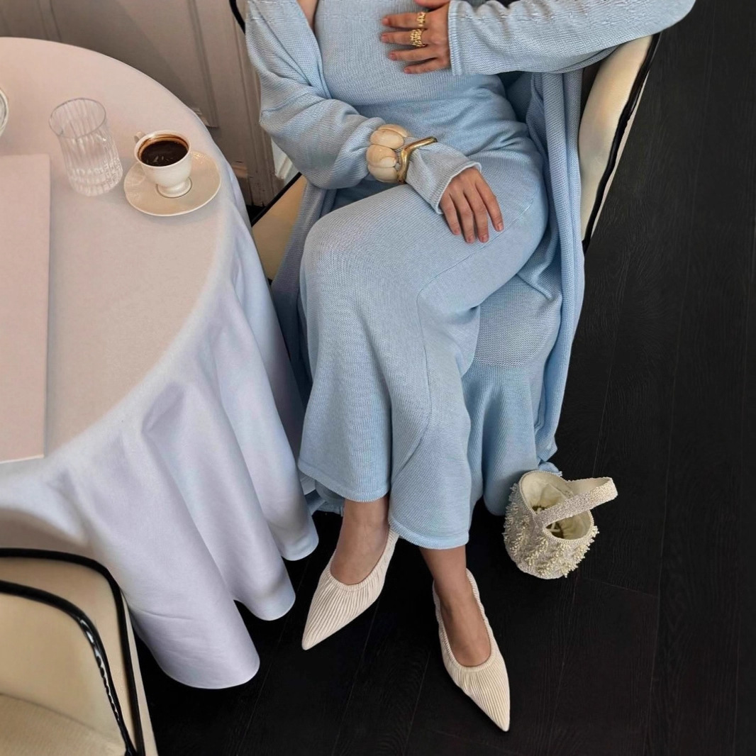 طقم فستان نسائي محبوك من قطعتي - مراجعة Longline Cardigan Knit وسعره
