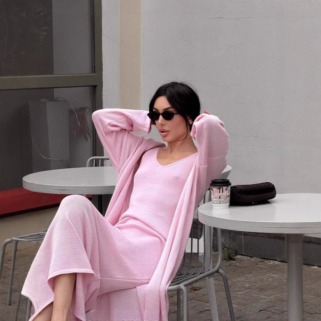 طقم فستان نسائي محبوك من قطعتي - مراجعة Longline Cardigan Knit وسعره