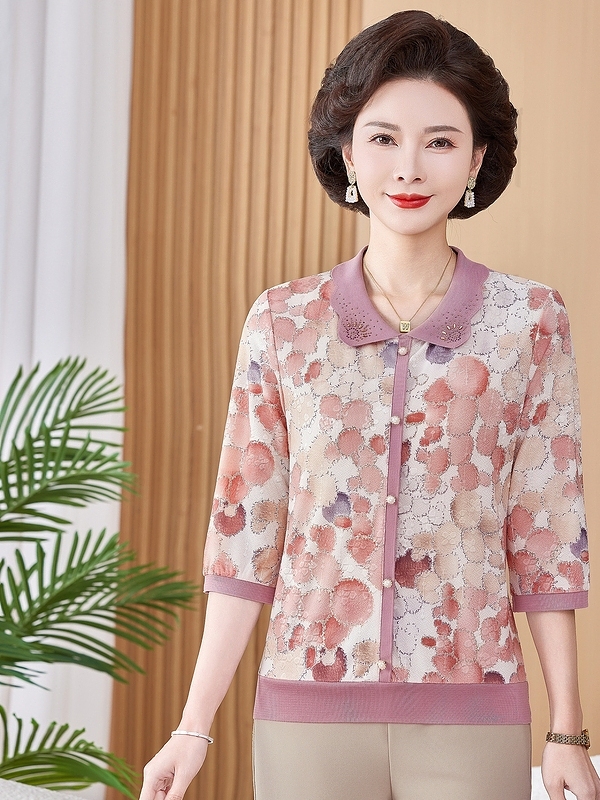 قميص قصير مطبوع من الحرير الجل - مراجعة Women Fashion Over 50 وسعره
