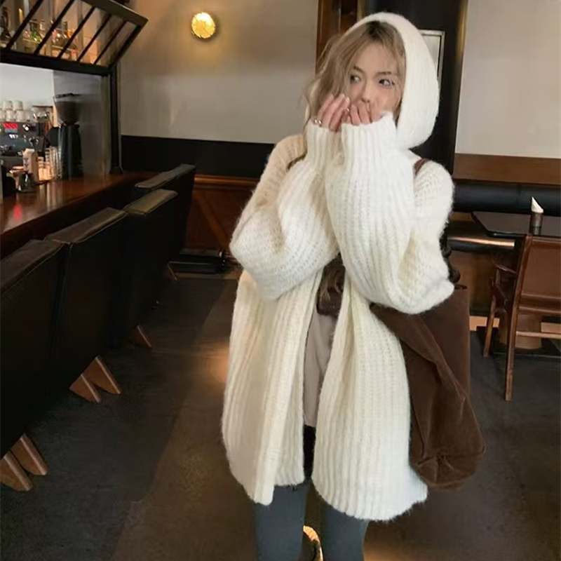 سترة بقلنسوة مفتوحة من الأمام  - مراجعة Longline Cardigan Knit وسعره