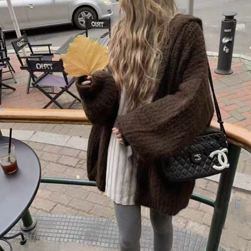 سترة بقلنسوة مفتوحة من الأمام  - مراجعة Longline Cardigan Knit وسعره