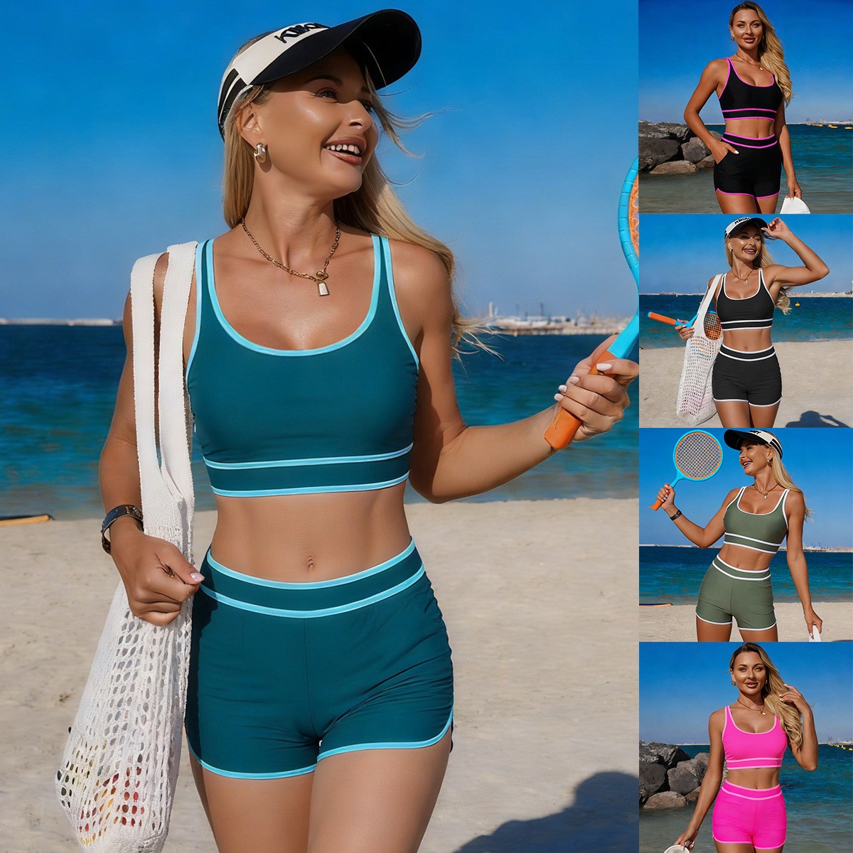 بيكيني أخضر زيتوني بدون أكمام، - مراجعة Crop Top Women وسعره