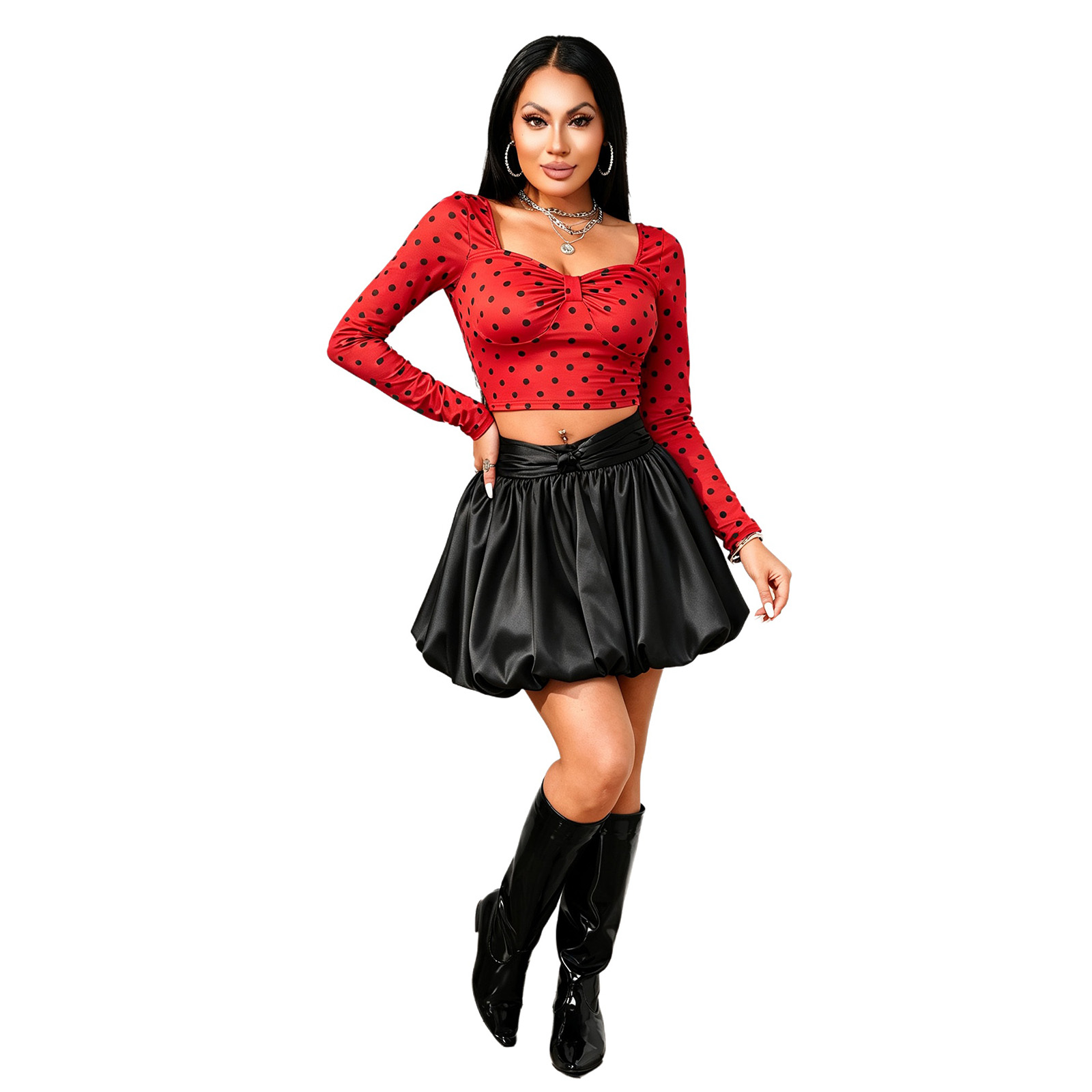 بلوزات نسائية طويلة الأكمام بن - مراجعة Crop Top Women وسعره